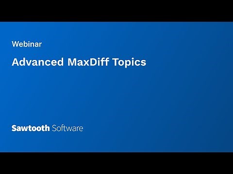 Advanced MaxDiff Topics