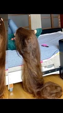 RealRapunzels | Extremely Long Hair Play Before Bed (preview)