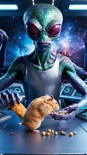 Funny Alien Eating Lunch