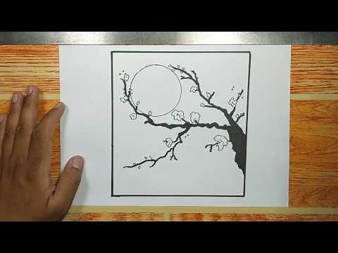 How to draw JAPANESE TREE step by step