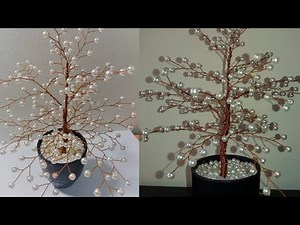 Diy-Pearl Wire Tree/Copper wire tree tutorial/how to make a pearl tree