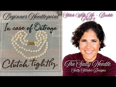 Beginner Needlepoint: My First Stitching Journey 🧵✨ (With Pearls & Buckle Details!): Flosstube 3
