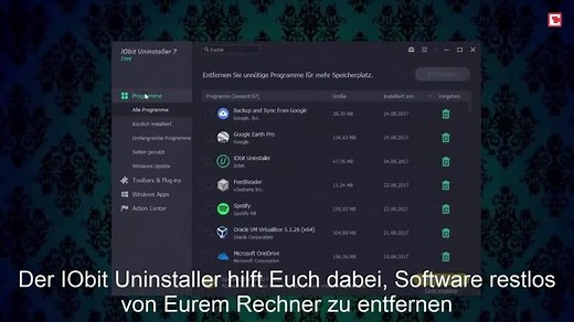 IObit Uninstaller für mehr Speicherplatz